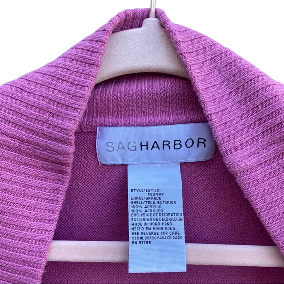 Sag Harbor Vintage Pink Cardigan w/ Flower Brooch Cozy Y2K Coquette Cottagecore - Picture 6 of 8